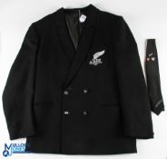 Rare 1989 All Blacks to Ireland & Wales Rugby Blazer & Tie (2): Smart black official issue from that