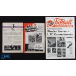 Selection of German programmes to include Werder Bremen v 1 FC Kaiserslautern (13 September 1961),