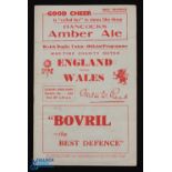 1940 Wartime Red Cross Wales v England Rugby Programme: Scarce wartime fundraiser from Cardiff