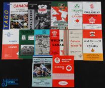 Canada Away Rugby Programmes (13): v Welsh XV & Wales 'B' 1971, Wales U-23 1962 & Cardiff 1979; v