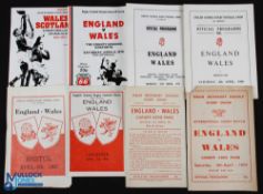 1951-75 England & Wales '19 Group' Schools Rugby Programmes (8): Eng v Wales 1954, 60, 68, 70 &