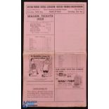 1958 Western Province v Preston NE large pink match programme, 4 pages, 24 May 1958; has folds,