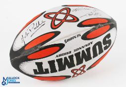 Rugby Ball signed by 1973 Baabaas 'Magnificent 6/7': A near mint full size inflated ball signed