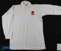 Scarce Phil Blakeway's 1981 match worn English Rugby Jersey: Lovely Umbro 44" chest white jersey