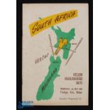 S Africa in NZ 1956 Rugby Programme: South Africa v Nelson-Marlborough Bays Combined 4/7/56. Gen