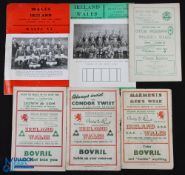 1946-51 Wales & Ireland h&a Rugby Programmes (6): Victory Match at Cardiff, March 1946, plus Wales v