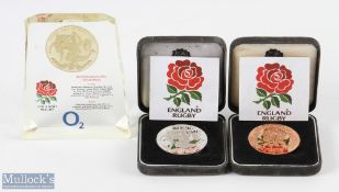 2003 England RWC Rugby Winners Commemorative Medals, one Mounted (3): One 2003 official England