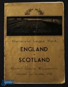 1938/39 England v Scotland VIP Issue International football programme 2 Nov at Molineux, covers in
