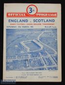 1951 England v Scotland Rugby Programme: The same traditional England home 4pp card edition for