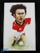 Framed and glazed artwork picture of Ryan Giggs in Manchester Utd colours 11.75" x 17" copyright