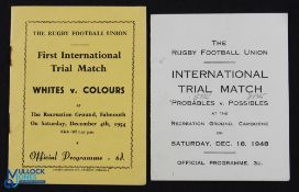 1948 & 1954 England Rugby Trials Programmes (2): Scarce items, 1948 at Camborne and 1954 at