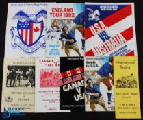 North American Home Rugby Programmes (8): Canada v England 1982, v the USA 1977, 79 & 83 & v The