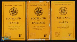 1952 & 53 Scotland v France, England & Wales Rugby Programmes (3): First two from 1952, one with