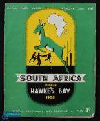 S Africa in NZ 1956 Rugby Programme: South Africa v Hawkes Bay 30/6/1956. Very striking large cover.