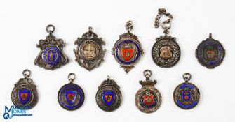 10x silver and enamel / white metal Football League Fobs, a good collection to include 1922-23