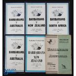 1948-67 Barbarians v Tourists Rugby Programmes (6): v Australia 1948, 1958 and 1967; v NZ 1954 and