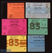 1978-1983 Scotland 5 Nations Rugby Tickets (6): v Wales 1979 & 83; France 1978; Ireland 79, 81 & 83.