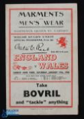 1946 Wales v England Victory Match Rugby Programme: Wales lost 25-13 to England at Cardiff.