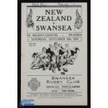 Scarce 1935 Swansea v NZ Rugby Programme: The St Helen's Ground issue for the famous defeat of the