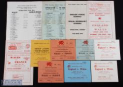1945-61 Wales Sec. Schools/Youth Rugby Programmes/ Tickets (12): Inc early & rare, v England 1945 (