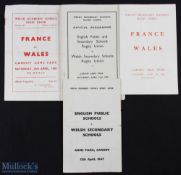 Wales Schools Rugby Programmes (4): all at Cardiff, v English Public Schools 1947 & 1949 and