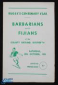 Scarce 1970 Barbarians v Fiji Rugby Programme: One of the hardest home Baabaas issues to obtain, the