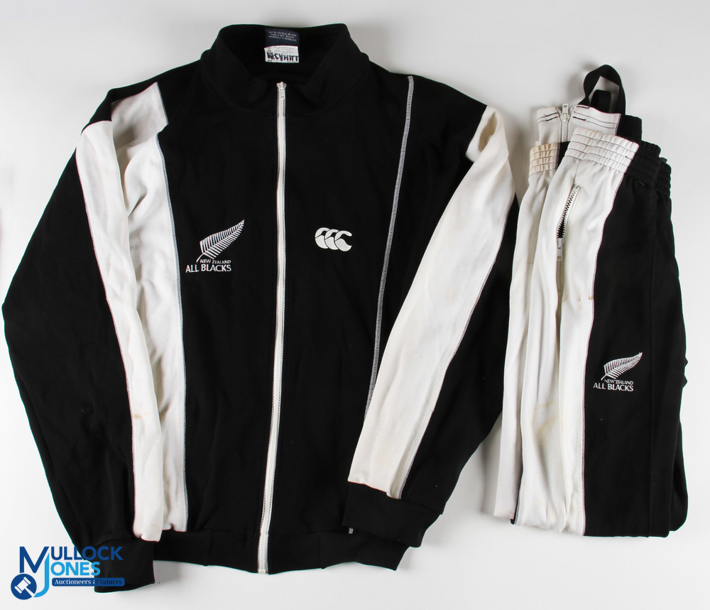 Scarce 1980s All Blacks Official Rugby Tracksuit: Smart & striking full tracksuit, black with