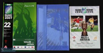 RWC 1999/2007 Wales Interest Rugby Programmes (3): Wales v Australia qu-final 1999, Wales v Japan