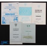 Cambridge Univ v Tourists Rugby Programmes (5): The Light Blues v Canada, 1962, Fiji (worn), 1970,