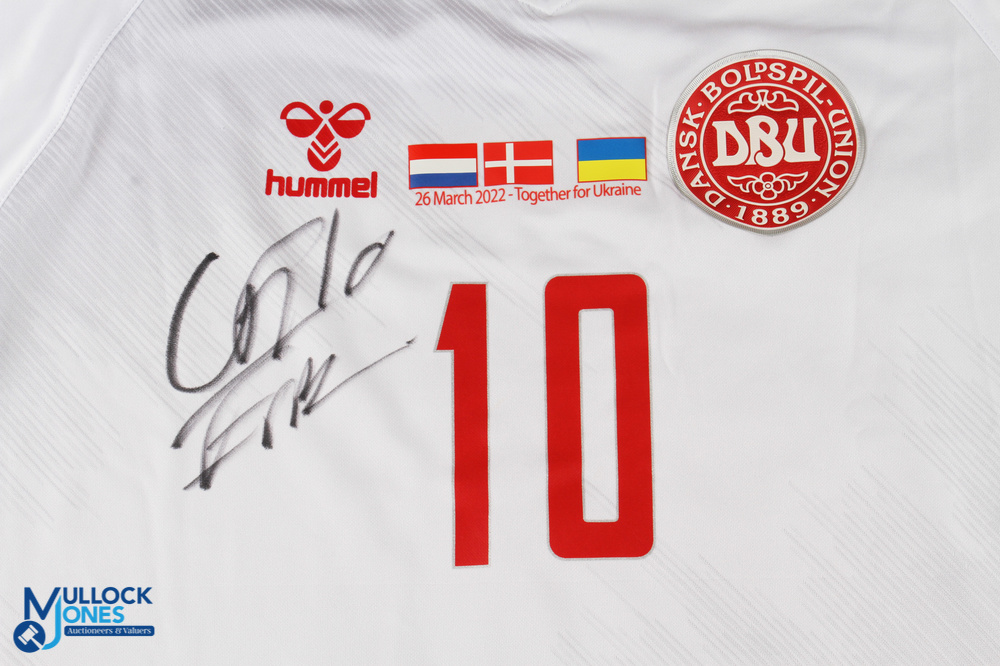 Christian Eriksen Autographed No 10 Denmark 2022 v Ukraine 26 March International away football - Image 2 of 3