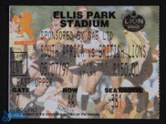 1997 British & I Lions in S Africa Test Rugby Ticket: Another famously successful Lions tour and the