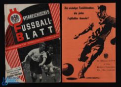 1952 Austria v England Friendly football programme date 25 May, Vienna, 'Fussball Blatt', with