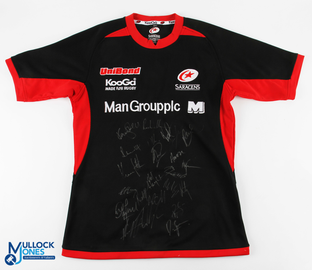 Signed Saracens Rugby Jersey: Immaculate example, Kooga Official make for the Sarries, black with