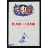 1956 Autographed Iceland v England Amateur international match programme 7 August 1956 at Reykjavik;
