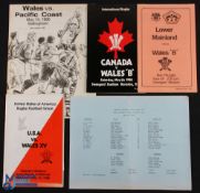 1980 Some Scarce, Wales in N America etc Rugby Programmes (6): The five issues from the Wales (B)