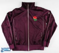 Scarce 1980s England Rugby Official Tracksuit Top: Maroon Nike-made XL England tracksuit top with