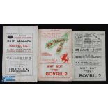 Rare 1935 NZ in Wales Rugby Programme Trio (3): Super lot: v Wales, v Cardiff and the scarce Mid-