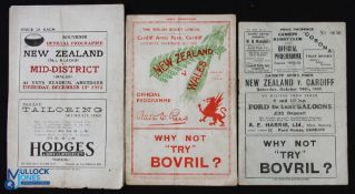 Rare 1935 NZ in Wales Rugby Programme Trio (3): Super lot: v Wales, v Cardiff and the scarce Mid-