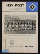 1963 Hamburger SV v Hungarian National Team match programme 6 March 1963; slight foxing, o/wise