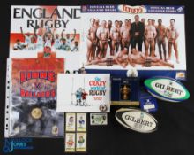 Rugby Miscellany (10): RWC mini Rugby Balls 1999& 2003; unopened 2004 England post-RWC win calendar;