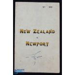 Scarce 1935 Newport v NZ Rugby Programme: Sought-after issue from the All blacks' tour, Rodney
