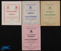 Somerset/Glos 1950s County Rugby Programmes (4): Somerset v Glos 1951 (poor), 53 (f/g), 59 (fold);