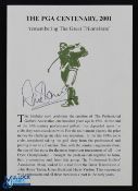 Harold Riley 2001 PGA Centenary Celebration Signed Folding Card - titled "Remembering The Great