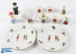 Collection of China Crested Ware Golf related items to incl Arcadian, Botolph Carlton China,