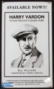 2x Vardon Golfing Posters - 'Harry Vardon - A Career Record of a Champion Golfer' by Bill Williams