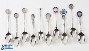 Group of 10x Assorted Golfing Teaspoons - including Gourock, Gay Hill, Llandrindod, Gwelo and