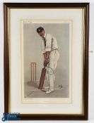 Modern Vanity Fair Cricket Print of Captain Edward Wynyard Hampshire, framed size 34cm x 48cm