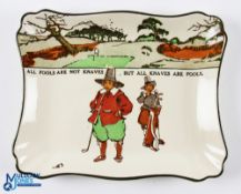 Royal Doulton Golfing Series Ware Plate - rectangular with shaped rim, with motto within design 'All