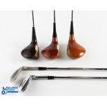 Various Golf Woods and Irons (5) to incl Harry Busson Walton Heath 1 wood, Cleveland Classic USA