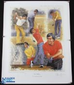 Seve Ballesteros Signed ltd ed colour Golfing Collage Print - from the original painting by artist